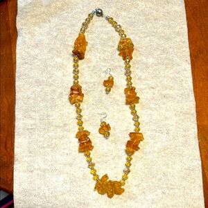 Amber Beaded Necklace and Earring Set just made by Graceforyou.  Original